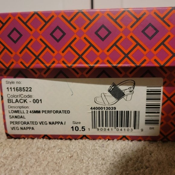 Tory Burch Lowell 2 Perforated Leather Heel Black Size 10.5 - Picture 12 of 12